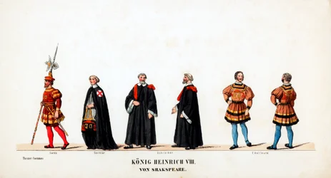 Theaterkostümentwürfe für Shakespeares Stück, Heinrich VIII., 19. Jahrhundert
