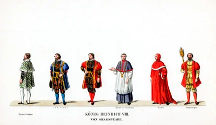 Theaterkostümentwürfe für Shakespeares Stück, Heinrich VIII., 19. Jahrhundert