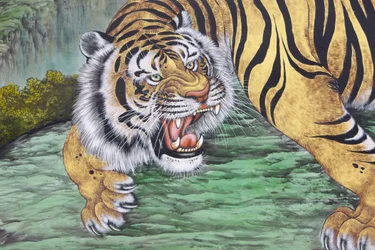 Tiger-Gemälde im Bongeunsa-Tempel, Seoul, Südkorea