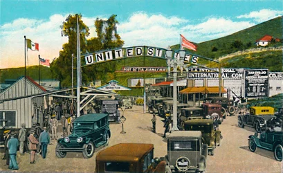 Tijuana, Mexiko - Internationale Grenzlinie, ca. 1939