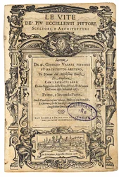 Titelseite aus: Giorgio Vasari, Die Leben der ausgezeichnetsten italienischen Maler..., 1568