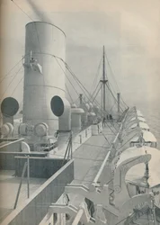 Oberdeck der Strathmore mit modernen Rettungsbooten, 1936