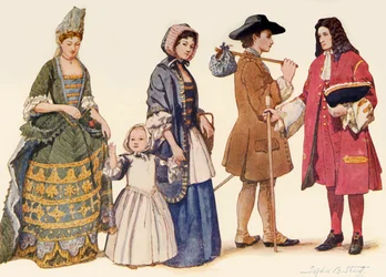 Traditionelle Kleidung in den Regierungszeiten von James II. - Wilhelm und Maria 1685-1700, 1903, 1937