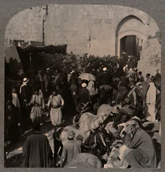 Verkehr am Stephanstor, Jerusalem, ca. 1900
