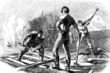 Truppen reißen eine Eisenbahnstrecke auf, Amerikanischer Bürgerkrieg