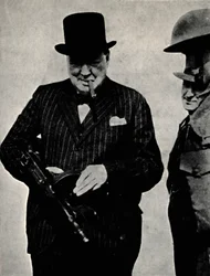 Ausprobieren eines Tommy-Guns, 1940, 1945