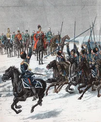 Zar Nikolaus II. inspiziert Kosaken, Russisch-Japanischer Krieg, 1904-5