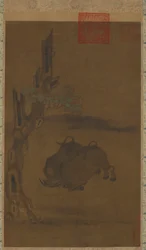 Zwei kämpfende Wasserbüffel, 13.-14. Jahrhundert