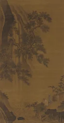 Zwei Herren, die einen Wasserfall betrachten, Ming-Dynastie, 16. Jahrhundert