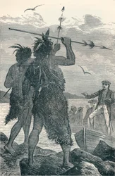 Zwei Eingeborene streiten über Captain Cooks Landung, 1904