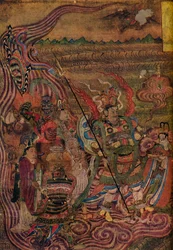 Vaishravana reist über die Wellen, aus den Höhlen der Tausend Buddhas, ca. 900