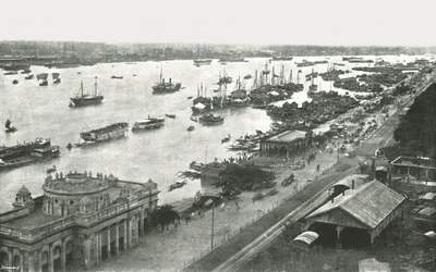 Blick von der Hooghly-Brücke, Kalkutta, Indien