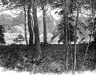 Blick in den Claremont Park, Surrey, 1900