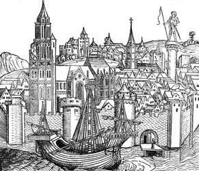 Ansicht der befestigten Stadt