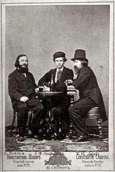 Geiger Johann Pickel mit den Komponisten Eduard Nápravník und Anatoly Lyadov, 19. Jahrhundert