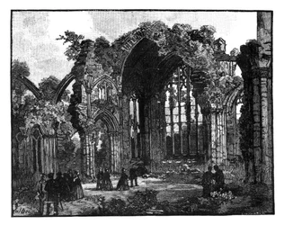 Besuch von Königin Victoria in der Melrose Abbey, Schottland, Ende des 19. Jahrhunderts