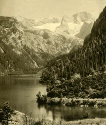 Vorderer Gosausee und das Dachsteinmassiv, Oberösterreich, um 1935