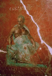 Wandmalerei des griechischen Philosophen Sokrates, 2. Jahrhundert v. Chr.