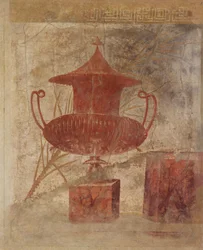 Wandmalereifragment aus dem Peristyl der Villa von P. Fannius Synistor..., ca. 50-40 v. Chr.