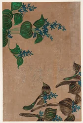 Wasserpflanzen mit blauen Blumen, Edo-Periode