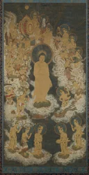 Willkommener Abstieg von Amida und Bodhisattvas, Ende 14. Jahrhundert
