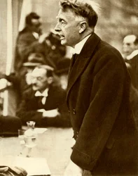 William Thomas Cosgrave hält eine Rede, Dublin, Irland