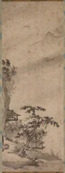 Windige Landschaft mit Segelboot, Mitte des 15. Jahrhunderts