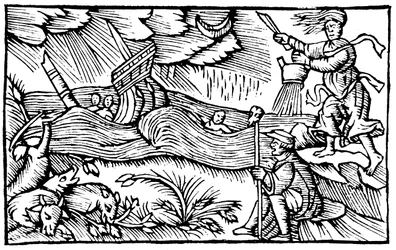 Hexe, die einen Sturm heraufbeschwört, 1562
