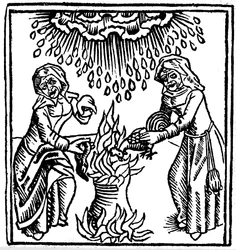 Hexen beschwören einen Regenzauber, 1489