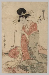 Frau von Yoshiwara liest eine Schriftrolle, 1753-1806