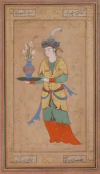 Frau mit Vase mit Lilien