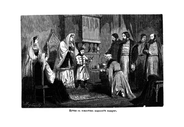 Der junge Peter der Große erhält Geschenke von den Kaufleuten, 1875