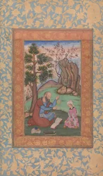 Junger Prinz und Mentor sitzen in der Landschaft, ca. 1600