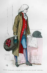 Junger Dandy im Kostüm der Regierungszeit von Ludwig XVI., 18. Jahrhundert 1882-1884