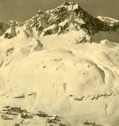 Zürs und der Hasenfluh-Gipfel, Vorarlberg, Österreich, um 1935