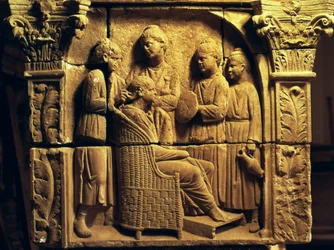 Basrelief eines Friseurs, römisch, um 2. Jahrhundert