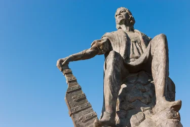 Statue von Christoph Kolumbus im Kloster La Rabida, Provinz Huelva, Andalusien, Südspanien