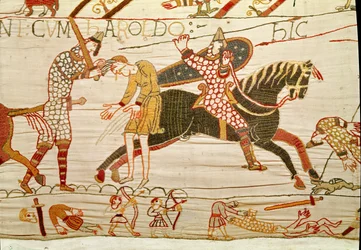 Die Normannen töten Harolds Männer, Teppich von Bayeux