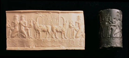 Zylindersiegel von Shar-kali-sharri, König von Akkad, Mesopotamien, ca. 2340-2100 v. Chr.