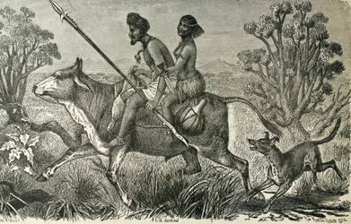 AFRIKA (19. Jahrhundert). Bewohner Zentralafrikas. Gravur.