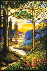 Ein schönes bleiverglastes Landschaftsfenster