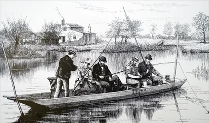 Eine Gruppe junger Leute beim Angeln