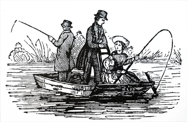 Eine Gruppe junger Leute beim Angeln