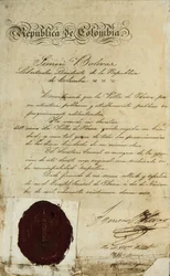 Akt der Erhebung des Dorfes San Miguel de Ibarra durch Simon Bolivar