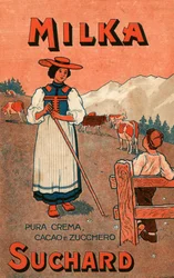 Werbung für die Schokoladencreme Milka de Suchard, Anfang 20. Jahrhundert (Plakat)
