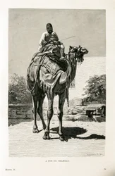 Ein Ägypter und sein Kind auf einem Kamel - Illustration aus dem Atlas von Ägypten