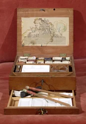 Aquarellfarbkasten des Künstlers, hergestellt von R. Ackermann, ca. 1820