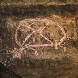 Australien, Nordterritorium, Arnhemland, Kakadu-Nationalpark, Nourlangie Rock, Felsmalereien der Aborigines