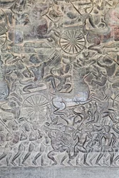 Basreliefs in der nördlichen Galerie von Angkor Wat, Kambodscha