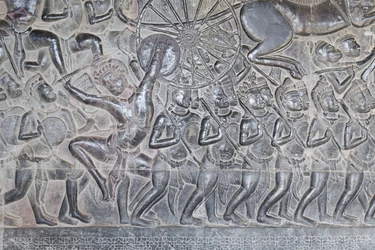 Basreliefs in der nördlichen Galerie von Angkor Wat, Kambodscha